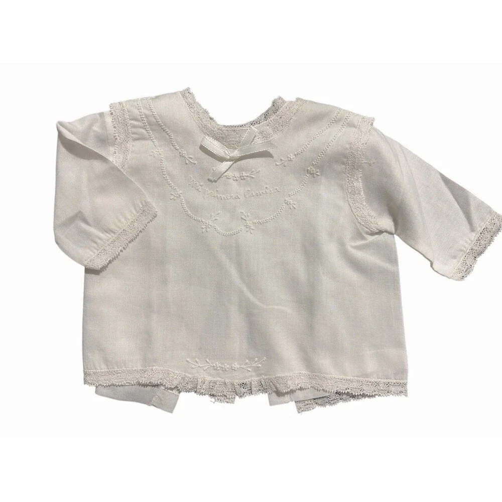 Vintage Baby Coming Home‎ Outfit White Embroidered Christening Newborn 2 Piece
